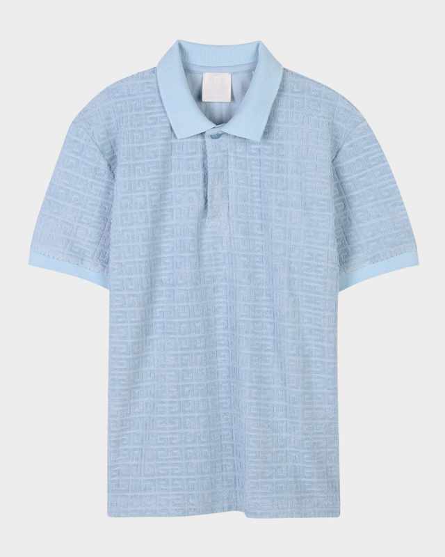 Boy's 4G Embossed Terry Cloth Polo Shirt, Size 4-6